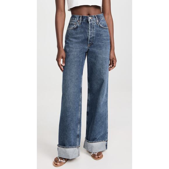 Agolde 'Dame' Blue High Rise Wide Leg Denim Jeans Size 24